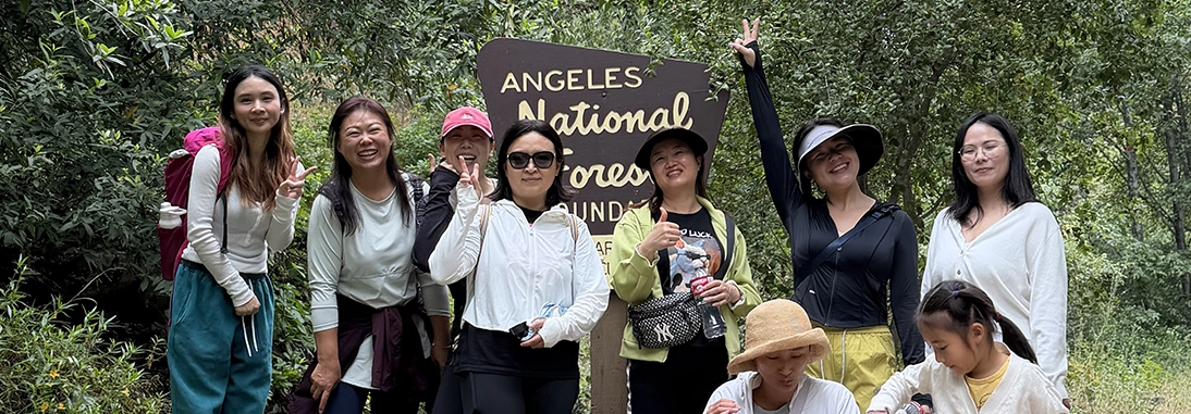 Students on a field trip to los angeles national forest