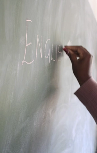 Blackboard with the word English written on it